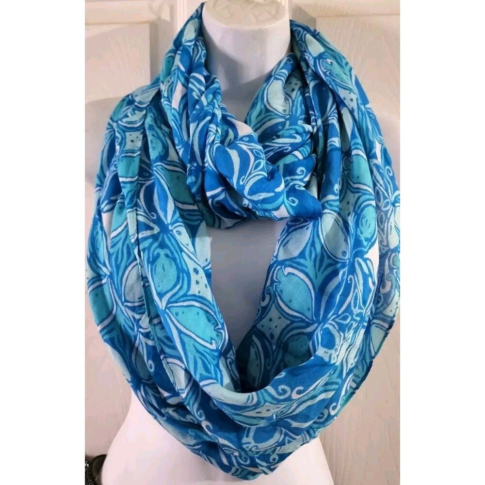 Lilly Pulitzer Riley Infinity Scarf What a Racquet Blue Fish